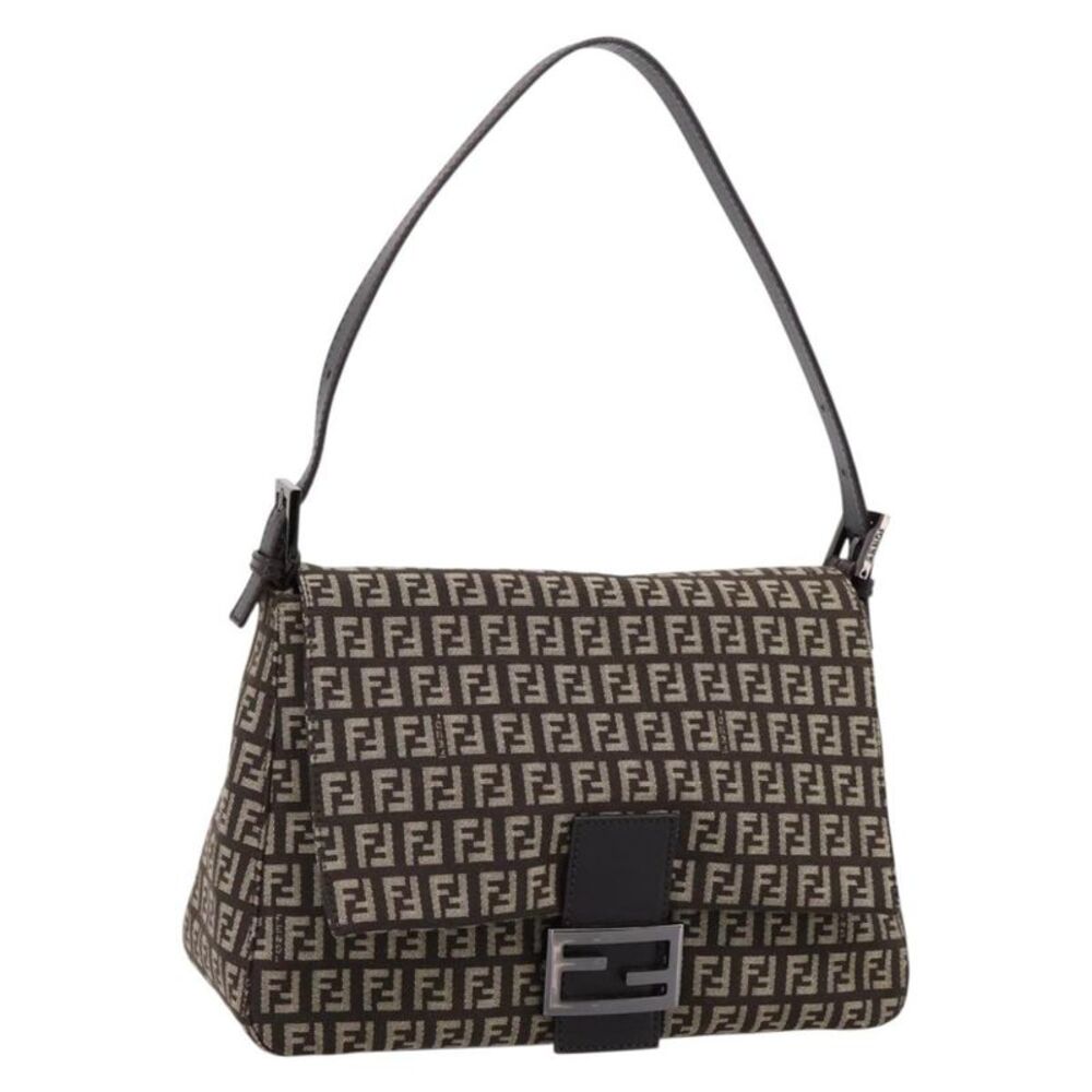 Fendi Mamma Baguette Zucchino Canvas Brown Canvas Shoulder Bag Bag